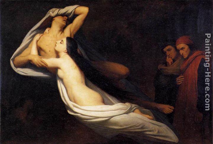 The Ghosts of Paolo and Francesca Appear to Dante and Virgil painting - Ary Scheffer The Ghosts of Paolo and Francesca Appear to Dante and Virgil art painting